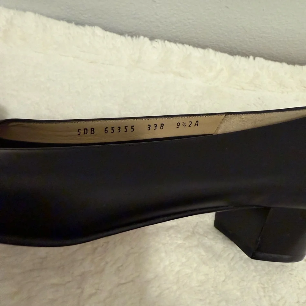 Salvatore Ferragamo Black Low Heel  with Gold Buckle - Picture 6 of 7